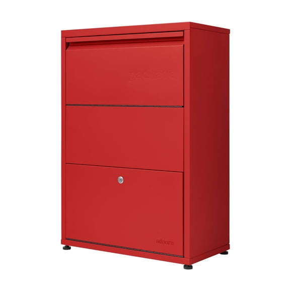 Adoorn Package Delivery Boxes for Outside, Small 36 x 20.5 x 15 (HxWxD) Security Package Box, Free Standing Anti-Theft Parcel Drop Box - Red