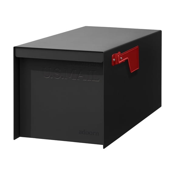 Adoorn Post Mount Mailboxes, 9.5 x 9.5 x 20.75 (HxWxD) Large, Galvanized Steel Modern Mailbox, for Daily Letters, Magazines and Packages, Weatherproof with 1.2 Degree Sloped Roof - Black
