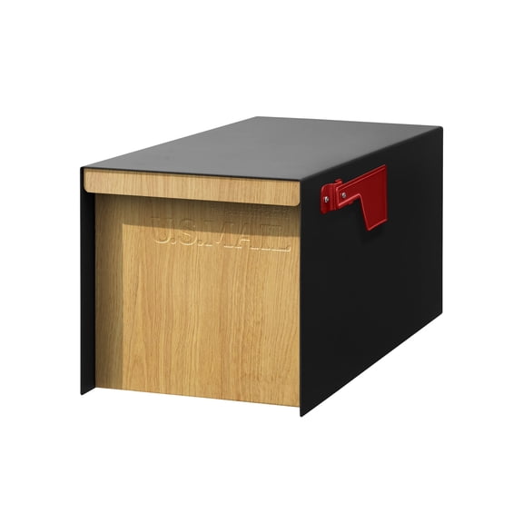Adoorn Post Mount Mailboxes, 9.5 x 9.5 x 20.75 (HxWxD) Large, Galvanized Steel Modern Mailbox, for Daily Letters, Magazines and Packages, Weatherproof with 1.2 Degree Sloped Roof - White Oak