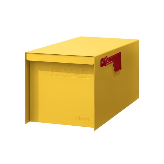 Adoorn Post Mount Mailboxes, 9.5 x 9.5 x 20.75 (HxWxD) Large, Galvanized Steel Modern Mailbox, for Daily Letters, Magazines and Packages, Weatherproof with 1.2 Degree Sloped Roof - Yellow