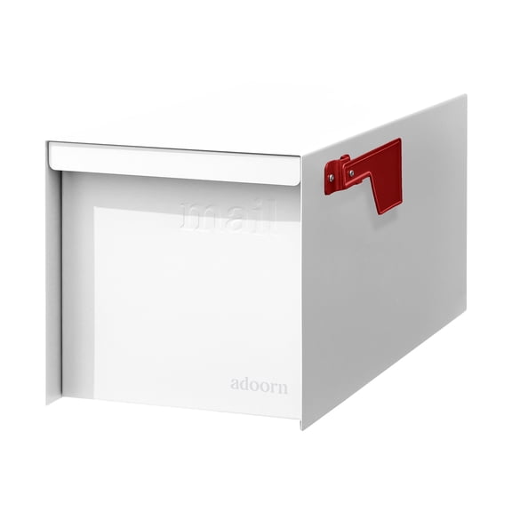 Adoorn Post Mount Mailboxes, 9.5 x 9.5 x 20.75 (HxWxD) Large, Galvanized Steel Modern Mailbox, for Daily Letters, Magazines and Packages, Weatherproof with Front Access Door - White