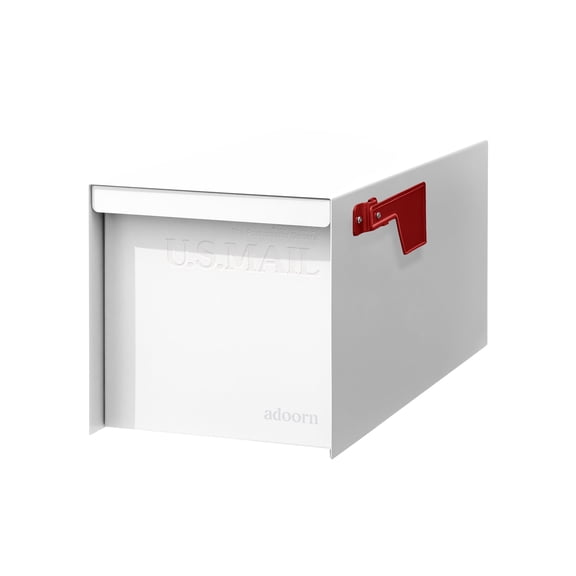 Adoorn Post Mount Mailboxes, 9.5 x 9.5 x 20.75 (HxWxD) Large, Galvanized Steel Modern Mailbox, for Daily Letters, Magazines and Packages, Weatherproof with Front Access Door - White