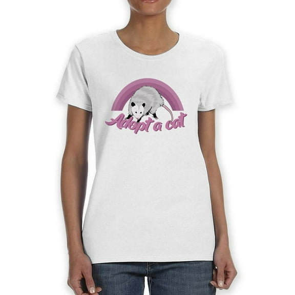 Adopt A Cat... Or Opossum Shaped T-Shirt Women -Smartprints Designs, Female Large