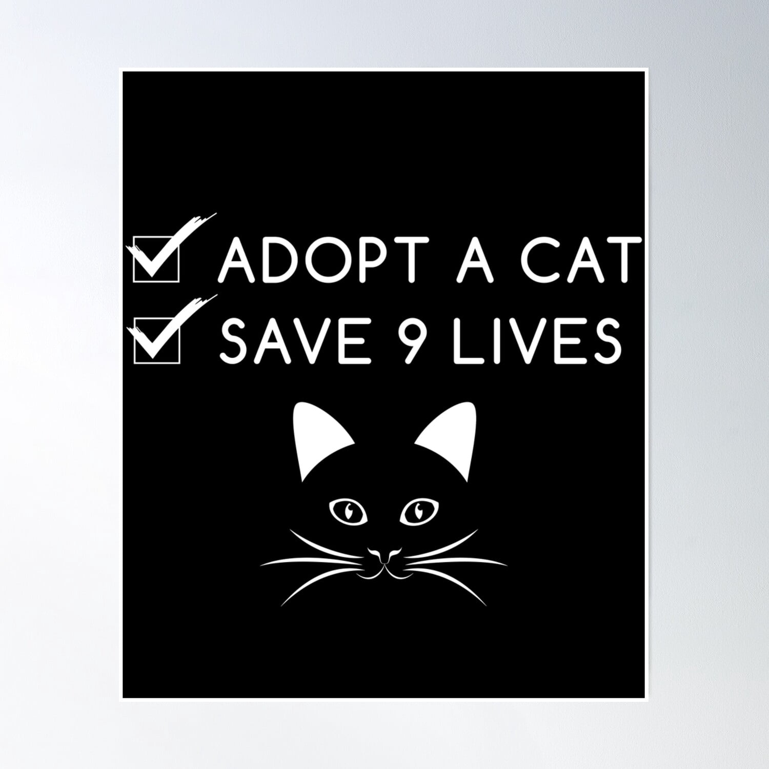 Adopt A Cat Save Nine Lives Poster Wall Art, Modern Wall Decor, 8x12 ...
