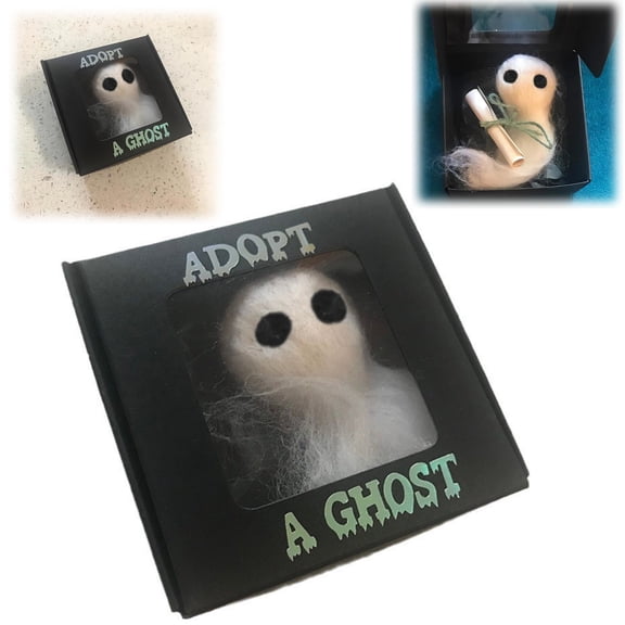 Adopt A Ghost - Pocket Ghost With A Tiny Scroll, Mini Plush Stuffed Doll, Creative Gift for Stories,Halloween Decoration Lovers