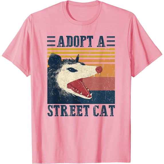 Adopt A Street Cat Funny Opossum Vintage Unisex T-Shirt for Men Women Kids Toddler,Light Pink Color,Size 2XL