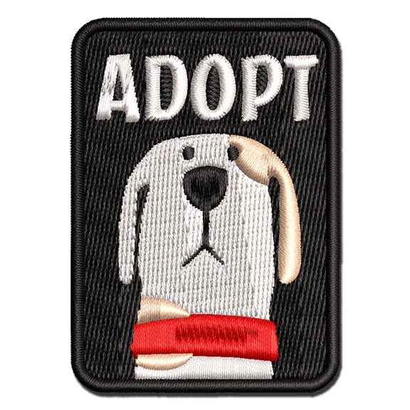 Adopt Cartoon Dog Pet Applique Multi-Color Embroidered Iron-On Patch - 2.0 Inch Mini