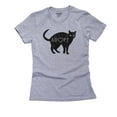 thumbnail image 1 of Adopt Cat Silhouette - Rescue Pet Cat Lover Graphic Women's Cotton Grey T-Shirt, 1 of 2