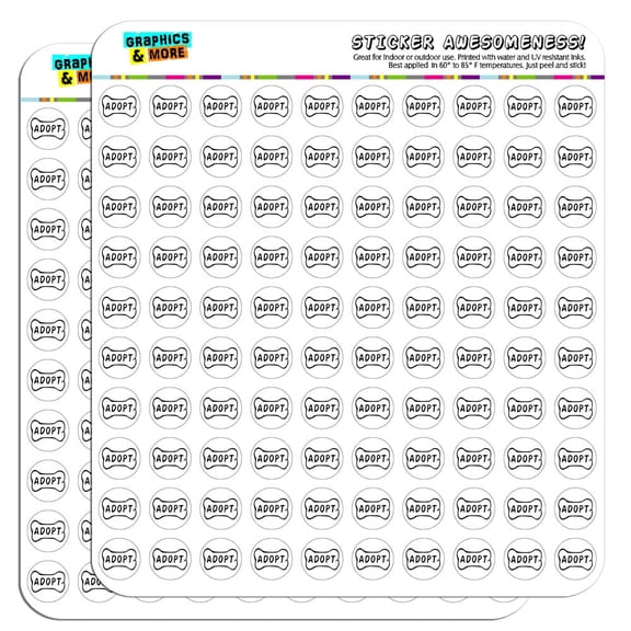 Adopt Dog Bone Animal Shelter Adoption 1/2" (0.5") Scrapbooking Crafting Stickers