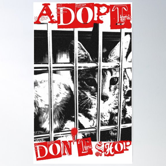 Adopt Don’T Shop Poster Wall Art, Modern Wall Decor For Living Room Bedroom, 8x12 UNFRAMED