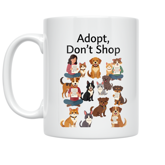 Adopt, Don't Shop Pet Adoption Message - Animal Lovers - 11 oz Ceramic Coffee Mug
