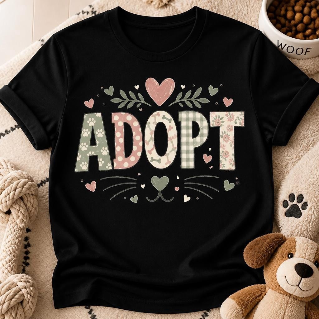 Simple Rescue Vests Adopt Floral Letters T-Shirt | Animal Rescue Adoption Tee - Walmart.com