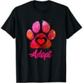thumbnail image 1 of Adopt Love My Rescue Animal Lover Watercolor Art T-Shirt, 1 of 3