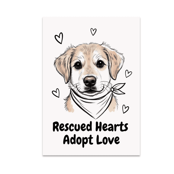 Adopt Love Rescue Dog Poster Art - Pet Lover - 13x19 Poster Print