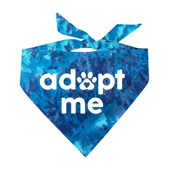Adopt Me Heart Paw Scrunch Tie Dye Pattern Triangle Dog Bandana
