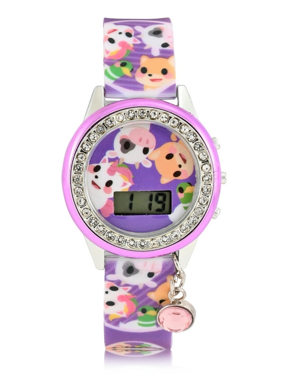 Adopt Me Kids Flashing Lights LCD Watch with Printed Strap and Hanging Charm (ADM4009WM)