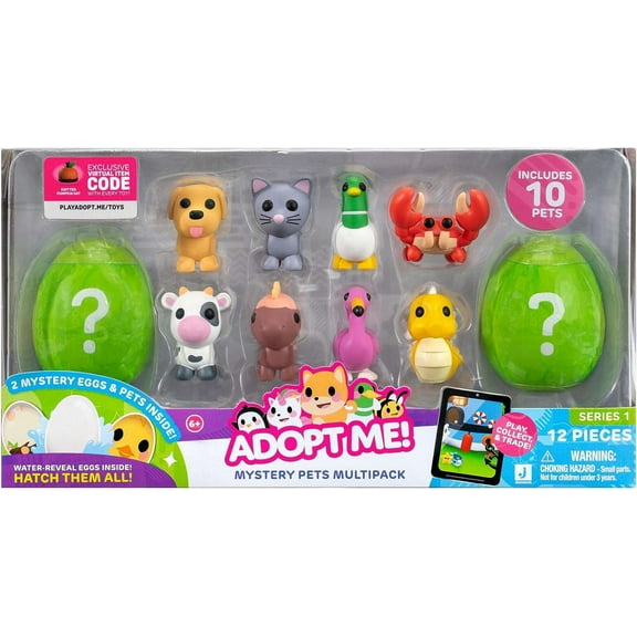 Adopt Me! Series 1 Mystery Pets Multipack Mini Figure 10-Pack (Knitted Pumpkin Hat Online Virtual Item Redemption Code!)