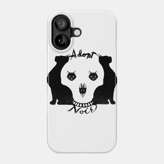 Adopt Noir Vintage Retro French Black Cat Creepy Style Tough Case for iPhone 11-17 Pro Max