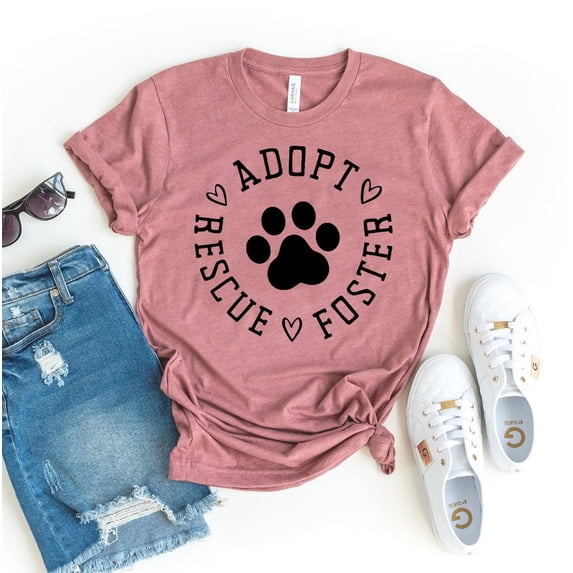 Adopt Rescue Foster T-shirt Dog Lover Shirt Adoption Shirts Pet Gift Paw Owner Tshirt Women's Doggy Tee Breed Top