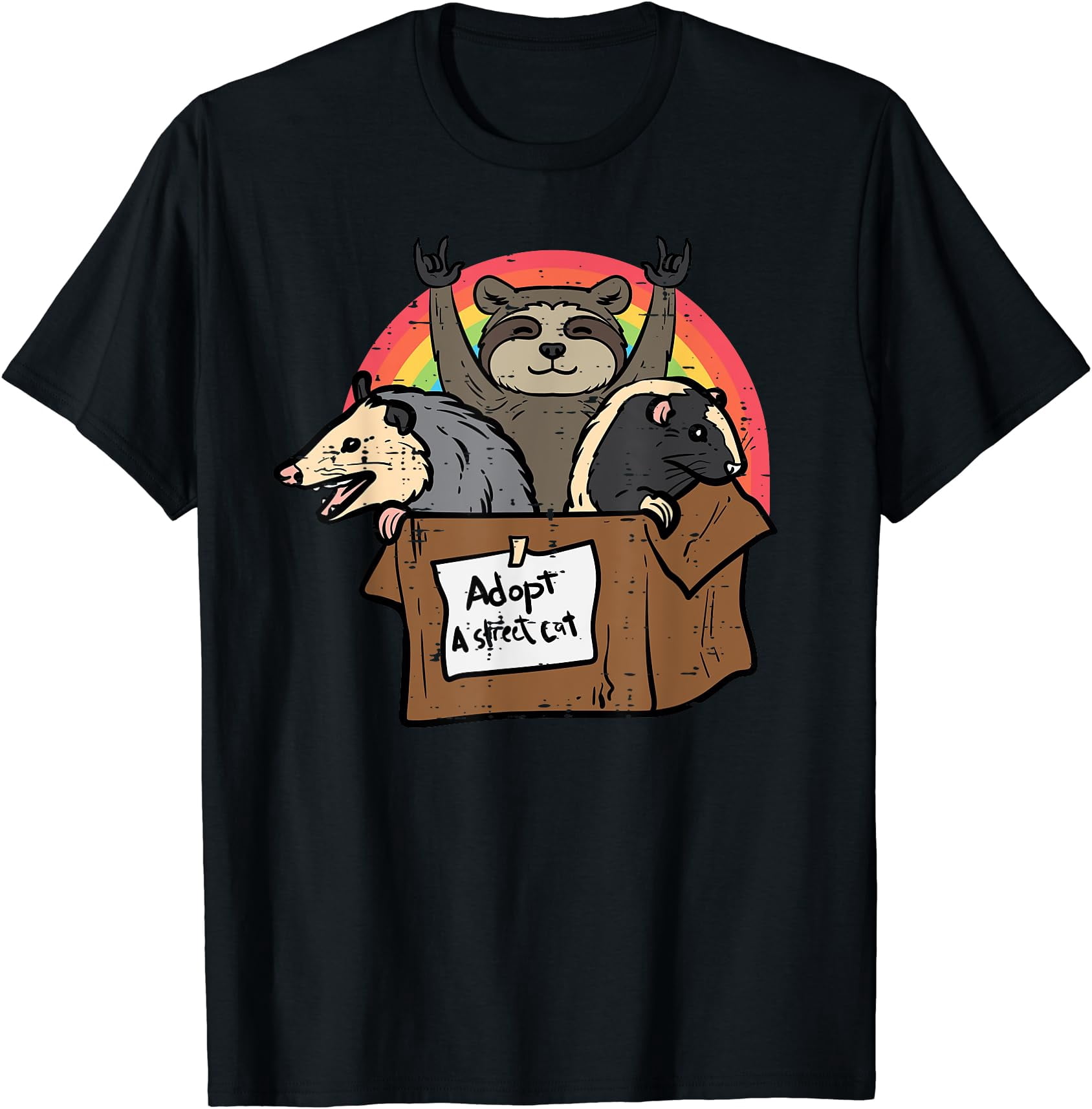 Five Skunks Adopt Street Cat Opossum Raccoon Skunk Possum T-Shirt - Walmart.com
