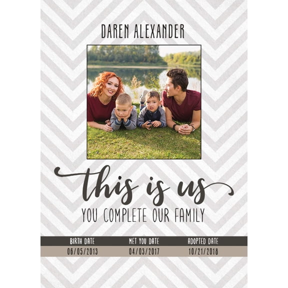 Adoption Commemoration Personalized Print or Framed Print | 3 Dates Photo Style B