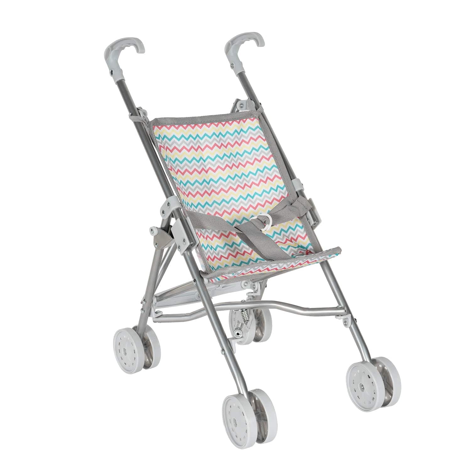 Adora Baby Doll Steel Mini Stroller - Pretend Play Design Zig Zag Rainbow Color Gray