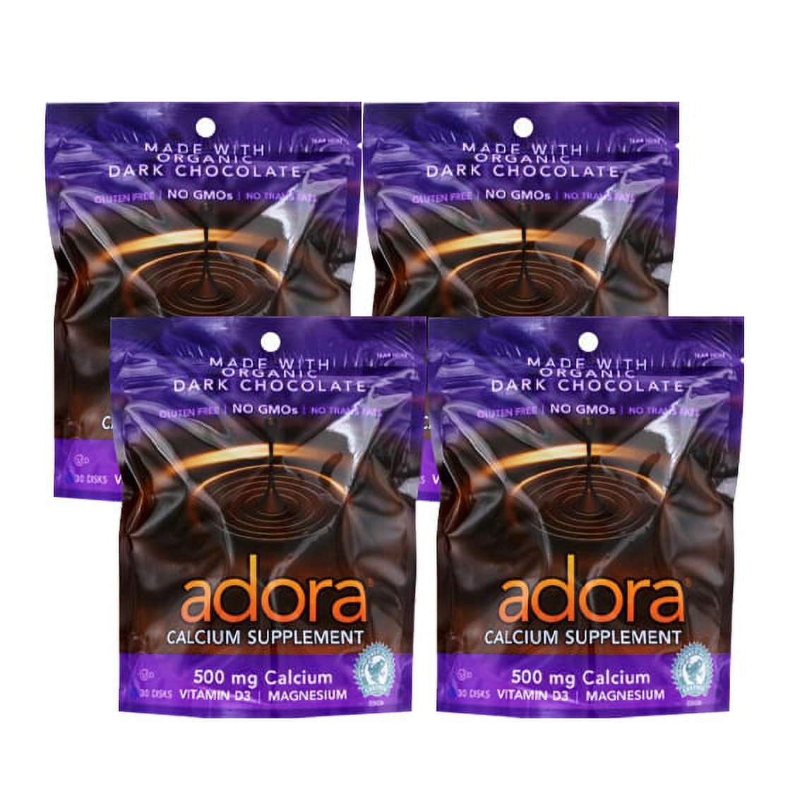 Adora Calcium Supplement Disk, Organic Dark Chocolate, 30 Count ( 4