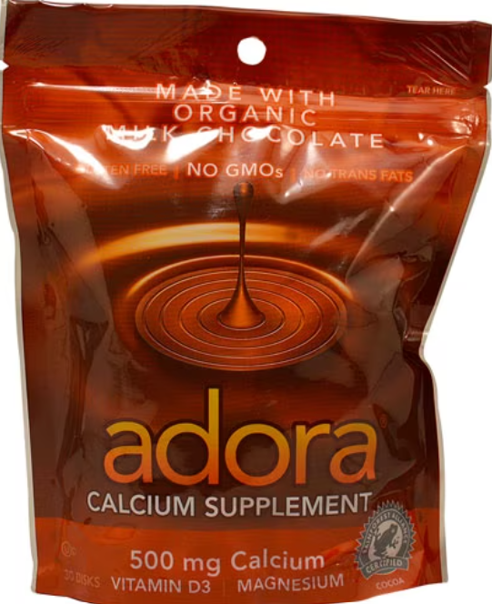 Adora Calcium Supplement Rich Milk Chocolate 504 mg 30 Disks