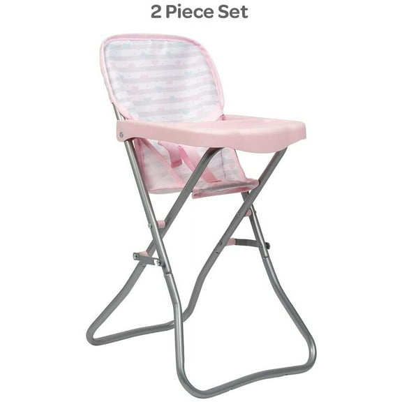 Adora Durable Pastel Pink Hearts Baby Doll High Chair 20.5 Suits Most Stuffed Animals, Plush Toys, and Dolls up to 16 inches Birthday Gift For Ages 3+