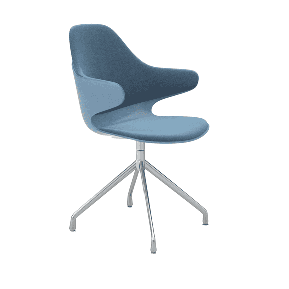 Adora Swivel Accent Chair with Upholstered Seat and Back, Blue (Set of 1)