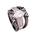 thumbnail image 1 of Adora Wedding Ring Set for Women Engagement Ring 2 Matching Band Cubic Zirconia Black Halo Ginger Lyne Collection, 1 of 5