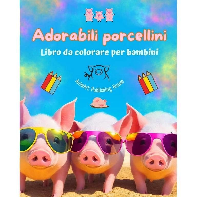 Adorabili porcellini - Libro da colorare per bambini - Scene