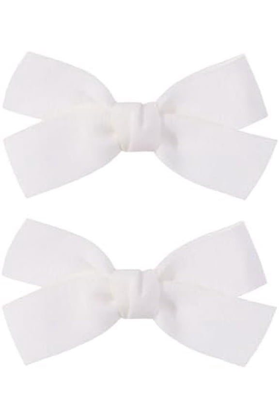 Adorable 2 count White Hair Bow Clips for -Girls - Boutique Barrettes for  and  with Fully Lined Clips(White)