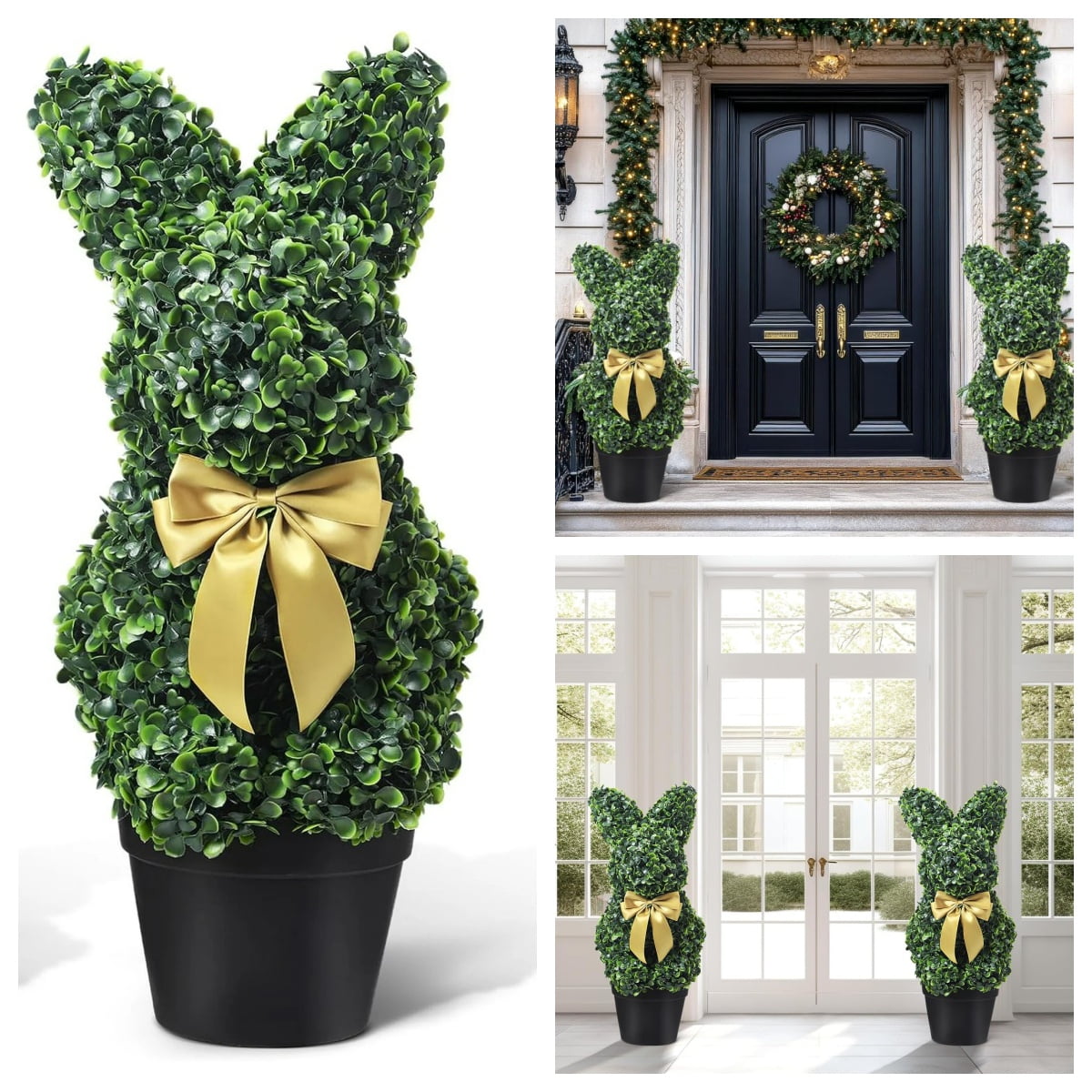 Adorable 28in High Topiary Trees Shaped as Easter Rabbits - Artificial ...