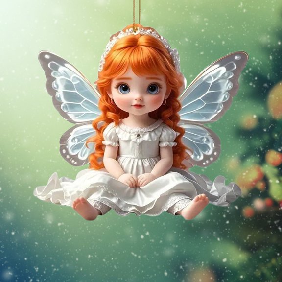 Adorable 2D Angel Doll Acrylic Pendant Car Rearview Hanger Perfect Festival Gift/ Christmas Angel Pendant E