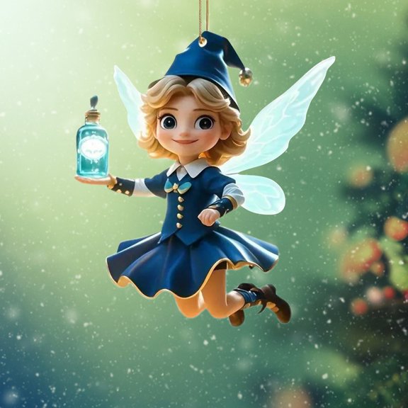 Adorable 2D Angel Doll Acrylic Pendant Car Rearview Hanger Perfect Festival Gift/ Christmas Angel Pendant W