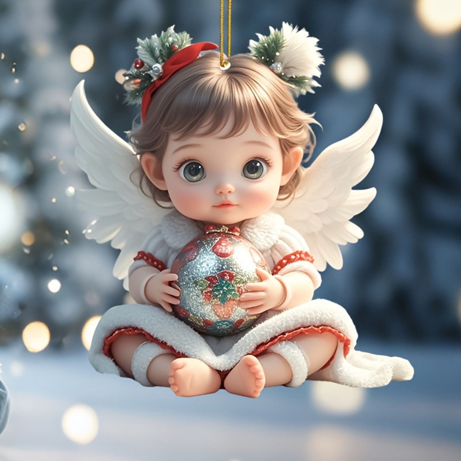 Adorable 2D Angel Doll Acrylic Pendant Perfect Car Rearview Ornament ...