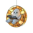 thumbnail image 1 of Adorable 2D Reading Book Ghost Suncatcher Hanging Decor, Spooky Whimsy Decoration With Dancing Light Patterns, Premium Acrylic Stained Glass Lightweight Easy To Hang, 1 of 4