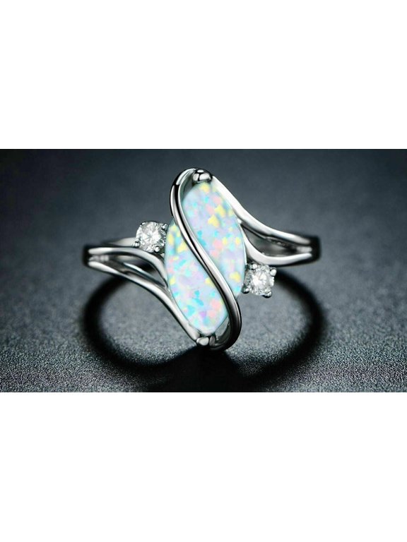 Adorable 3Ct Marquise Cut Fire Opal Women's Propose Gift Ring14k White Gold Plated Silver