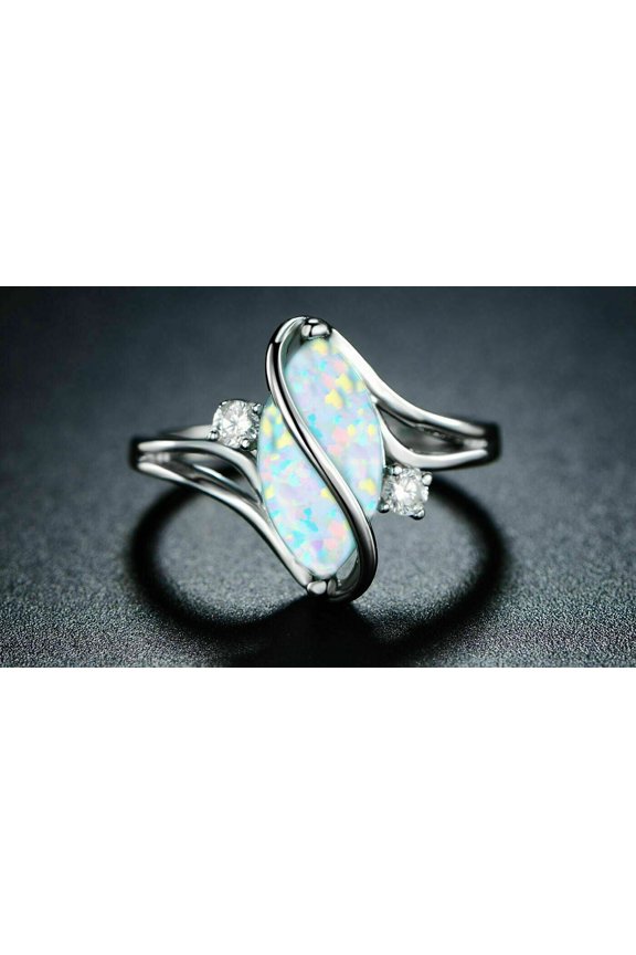 Adorable 3Ct Marquise Cut Fire Opal Women's Propose Gift Ring14k White Gold Plated Silver