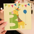thumbnail image 1 of Adorable 3rd Birthday Card for Kids – Cute Giraffe Design with Balloon and Party Hat – Envelope Included, Blank Inside – Perfect Celebration Greeting, 1 of 2