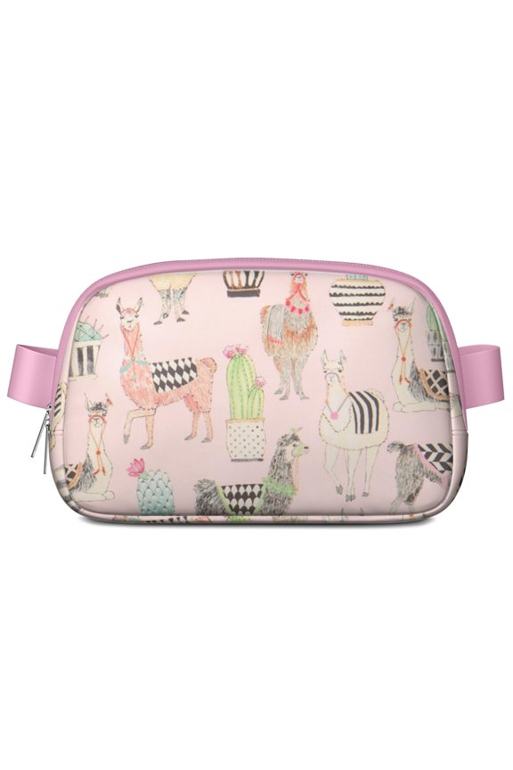 Adorable Alpaca Fanny Pack – Cute Cartoon Llama Face Belt Bag with Artistic Pattern for Women, Stylish Crossbody Bag