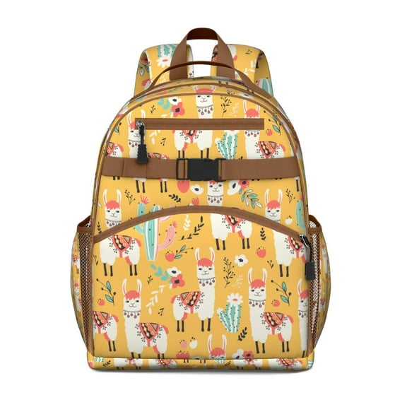 Adorable Alpaca Students Backpack Cartoon Llama Design with Kawaii Face and Funny Pattern for Preschoolers