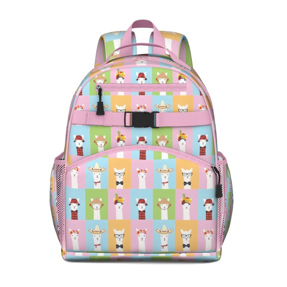 Adorable Alpaca Students Backpack Cartoon Llama Design with Kawaii Face and Funny Pattern for Preschoolers