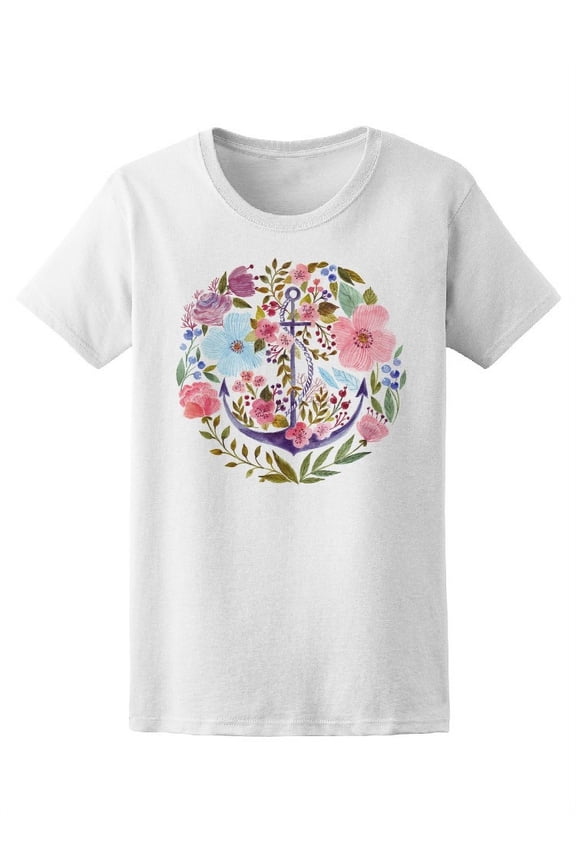 Adorable Anchor With Flowers Tee Women's -Image by Shutterstock