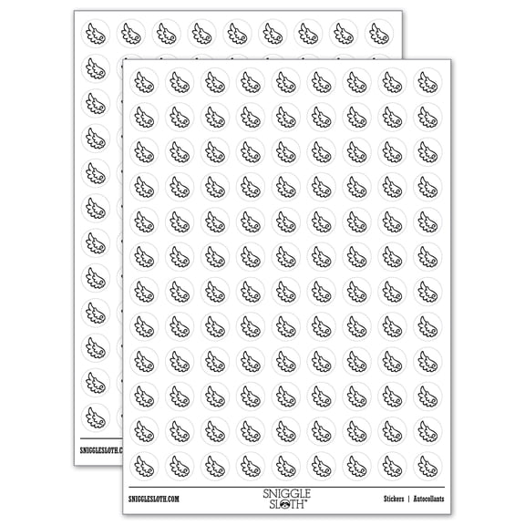 Adorable Angelic Feathered Left Wing 200+ Round Stickers - White - Matte Finish - 0.50" Size