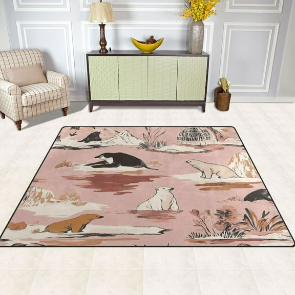 Adorable Animal 63''x48'' Plush Memory Foam Bath Mat, Soft, Absorbent, Non Slip, Durable