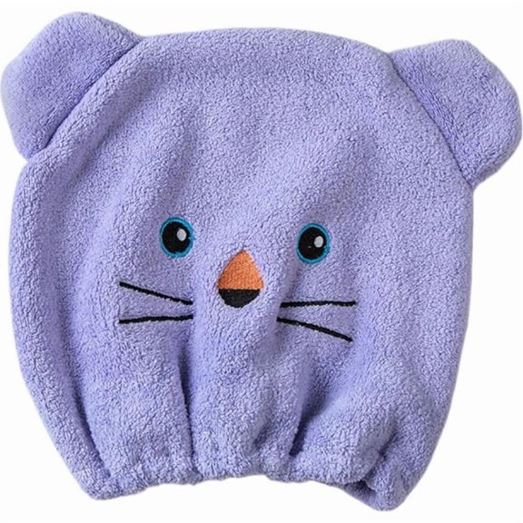 Adorable Animal Face Hair Towel, super absorbent plush fabric for quick drying and gentle on hair, cute design perfect for kids and adults after shower