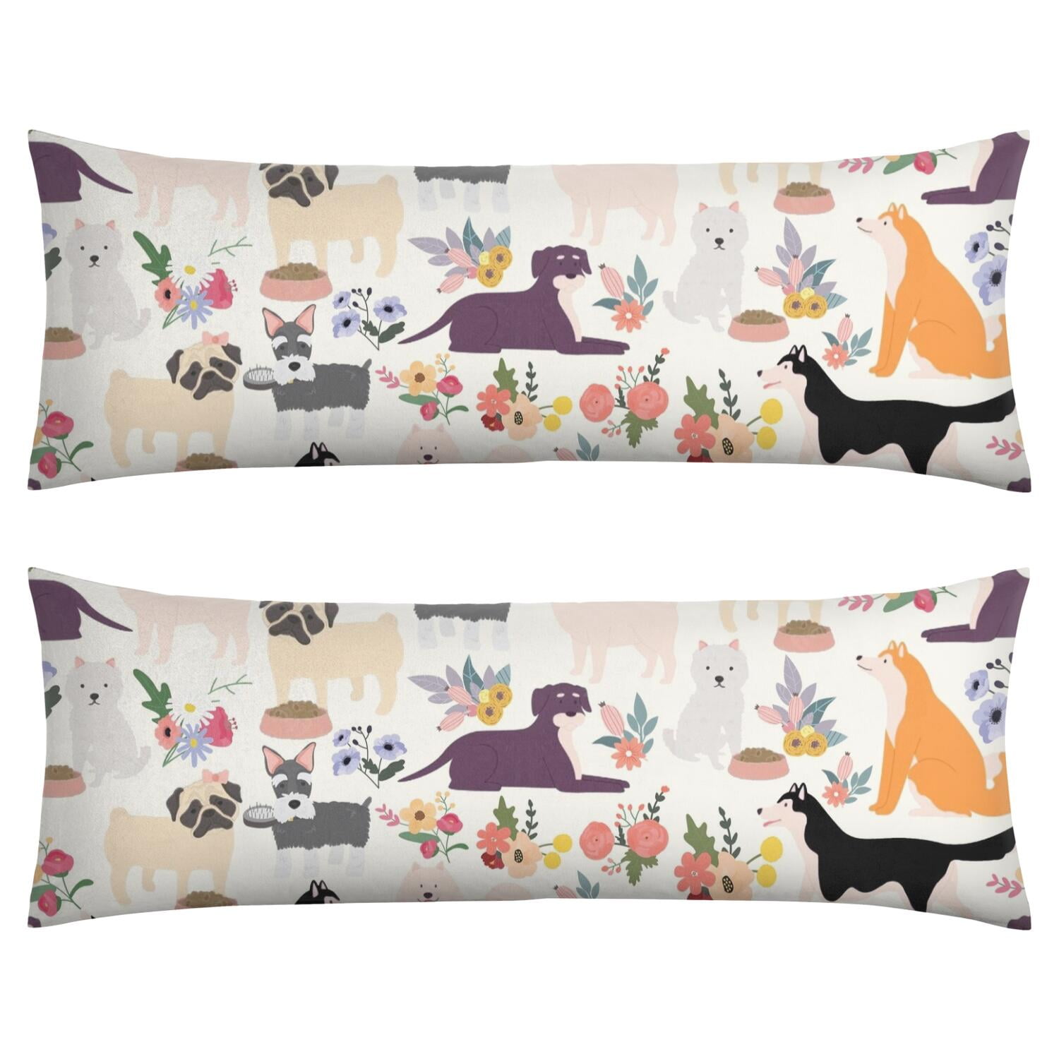 Adorable Animal Paw Body Pillow Cover 20x54 - Machine Washable - Abstract Art