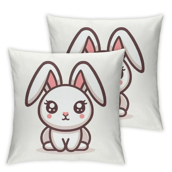 Adorable Animal Throw Pillow Case Watercolor Cute Rabbit Portrait Design Linen Cushion Cover Home Sofa Decor Pillowcase ,Green (Rabbit)